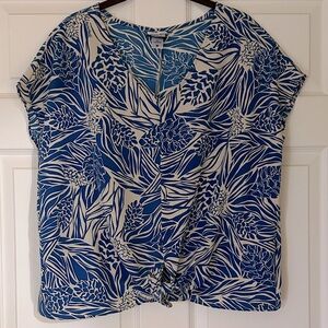 Manuheali’i, Manuhealii, Medium, Sleeveless, Blue/beige blouse